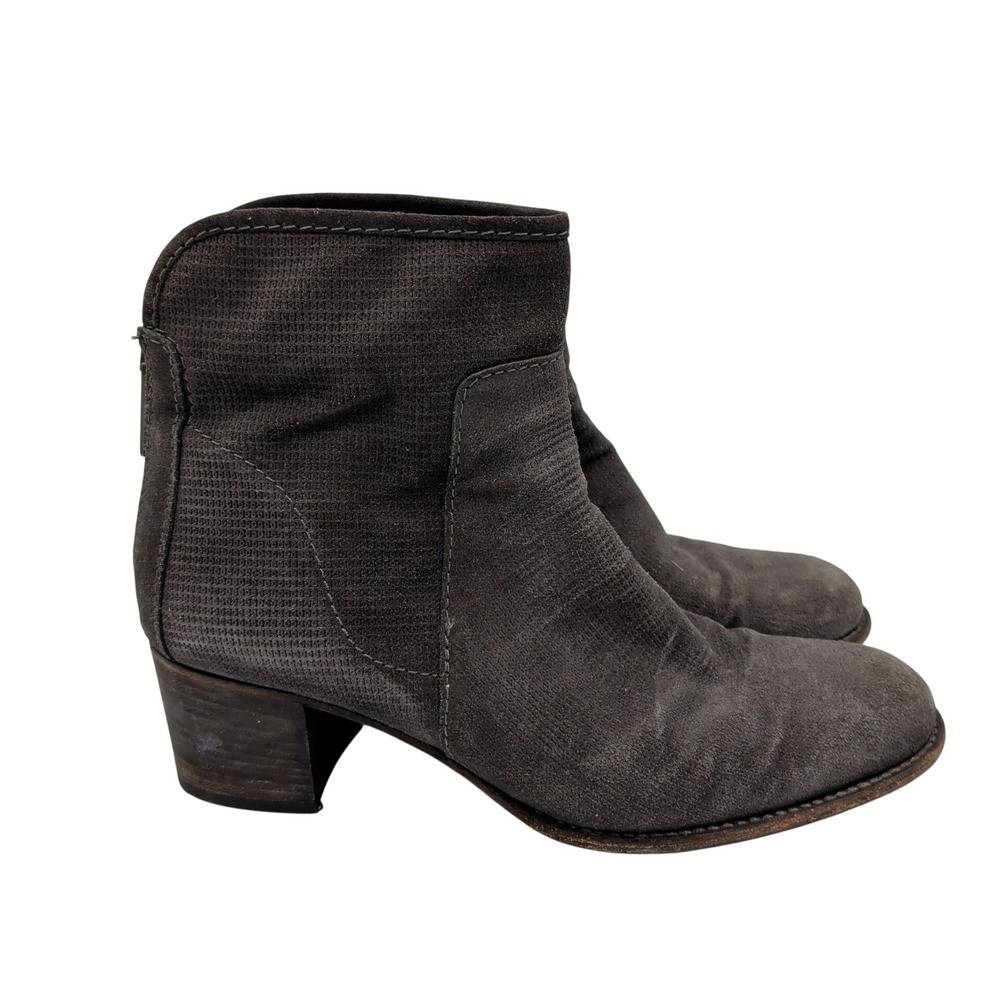 Aquatalia Taylor Womens Gray Suede Textured Leather Rear Zip Ankle Booties Sz 10